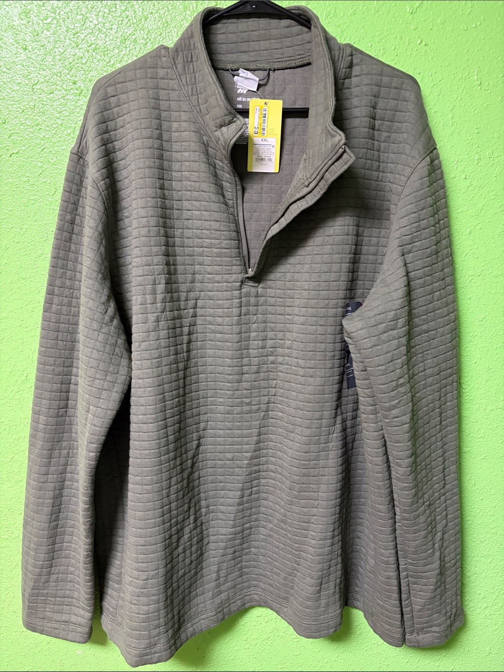 Target Men's Quilted Half-Zip Sweater - Olive